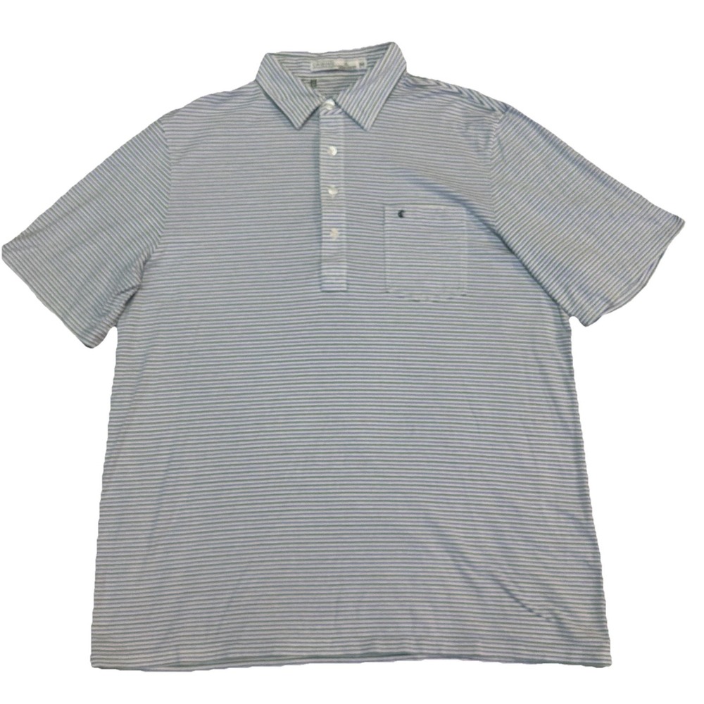 Criquet Mens Shirt Purple Green Striped‎ Pima Cotton Polo Sz XL Short Sleeve